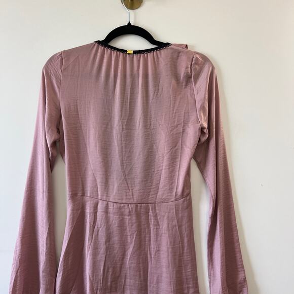 For Love & Lemons Pink Black Adriana Nightgown Mini Slip Dress Womens XS - Picture 10 of 16